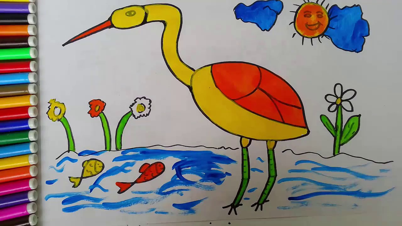 1280x720 How To Draw Birds For Kids Teach Children To Recognize Colors - Bird Painting For Kids