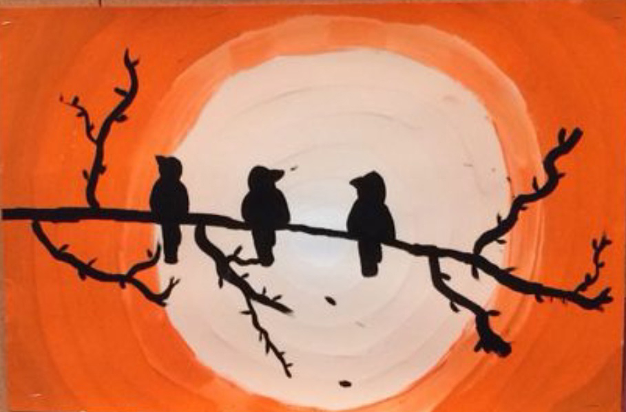 909x599 Kids Canvas Painting - Bird Painting For Kids