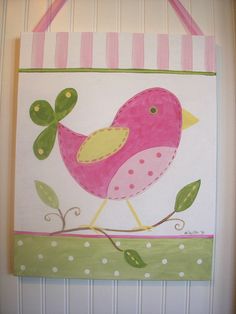 236x314 Blue And Orange Birds, Custom Nursery Art - Bird Painting For Kids