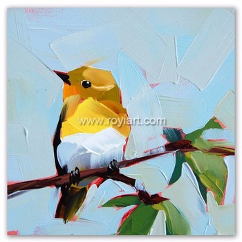 350x350 Hand Painted Modern Art Animal Themes Canvas Bird Oil Painting - Bird Painting On Canvas
