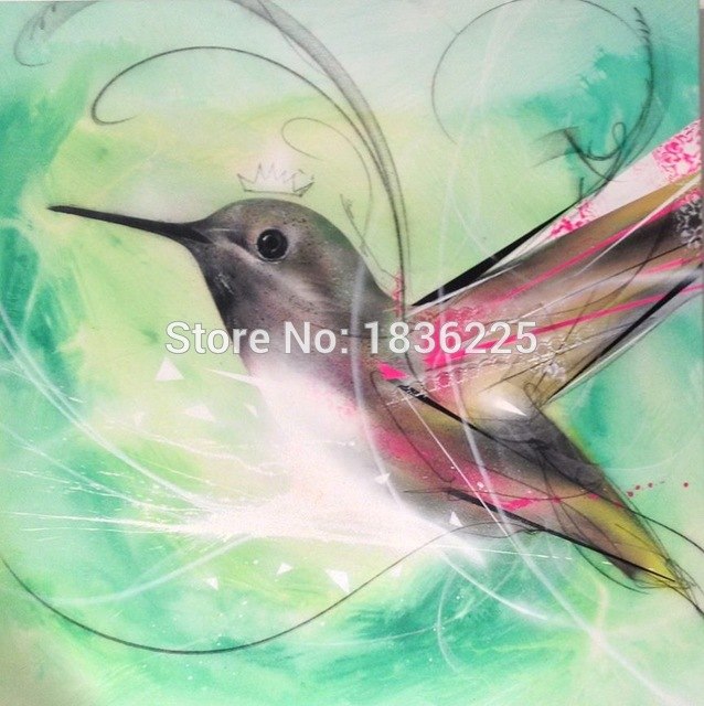 638x640 Free Shipping Gree Background Landscape Flying Birds Oil Painting - Bird Painting On Canvas