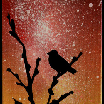 354x354 Father Daughter Silhouette Art - Bird Silhouette Painting