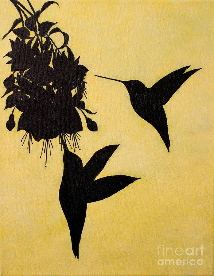 697x900 Hummingbird Silhouette Painting By D L Gerring - Bird Silhouette Painting