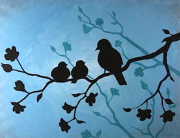 260x200 Mother Bird Canvas Painting Class - Bird Silhouette Painting