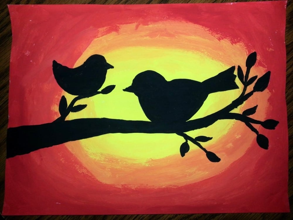 1000x750 Owl Or Bird Silhouette - Bird Silhouette Painting