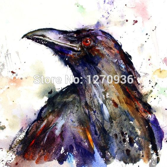 564x564 Abstract Black Wing Big Mouth Bird Oil Painting Hand Painted Bird - Bird Wing Painting
