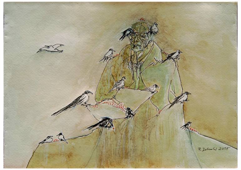 770x544 Saatchi Art Birdman Composer Feeding Birds Painting By - Birdman Painting