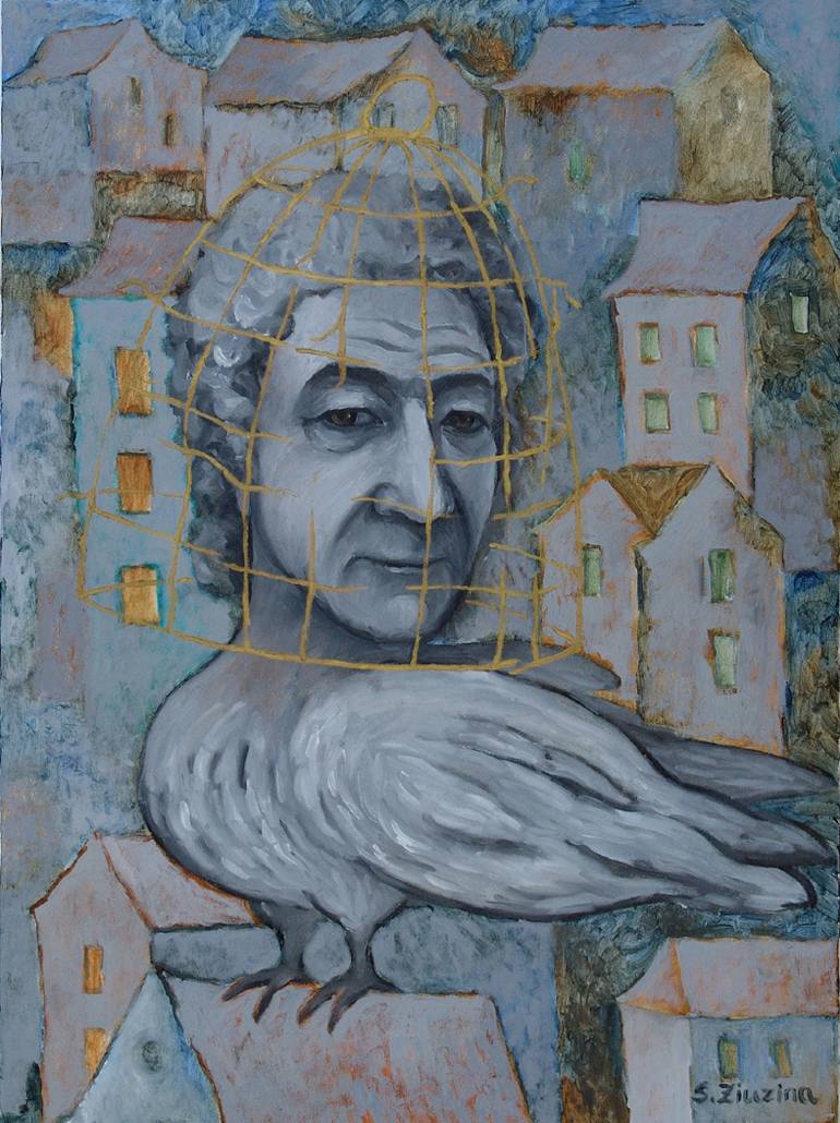 770x1030 Saatchi Art Caged Birdman Painting By Svetlana Ziuzina - Birdman Painting