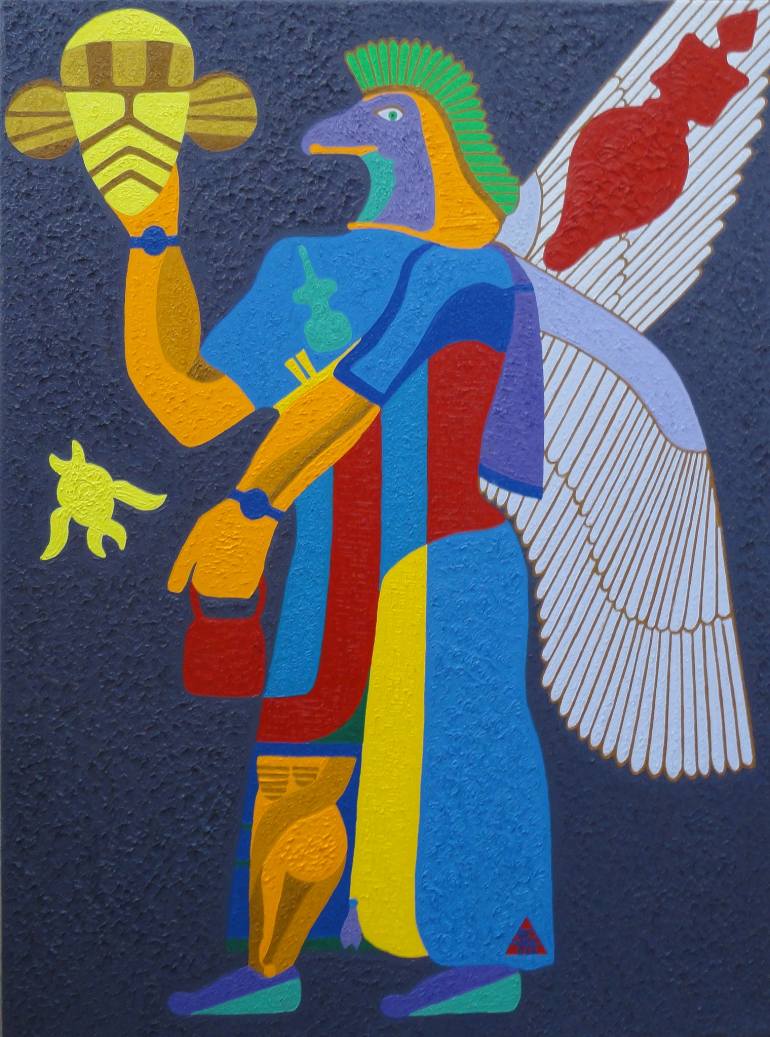 770x1037 Saatchi Art Text And Time 114 (Birdman) Painting By Constantin - Birdman Painting