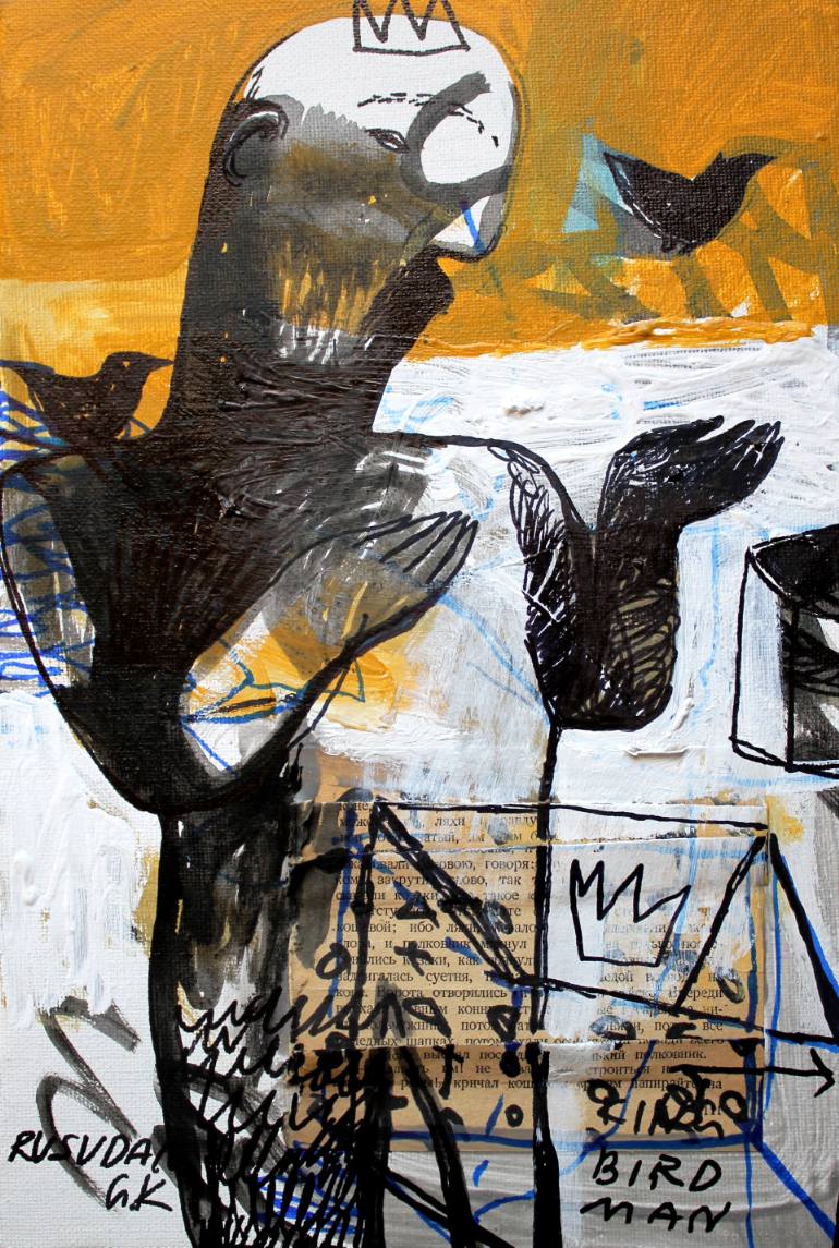 770x1145 Saatchi Art The Birdman Painting By Rusudan Khizanishvili - Birdman Painting