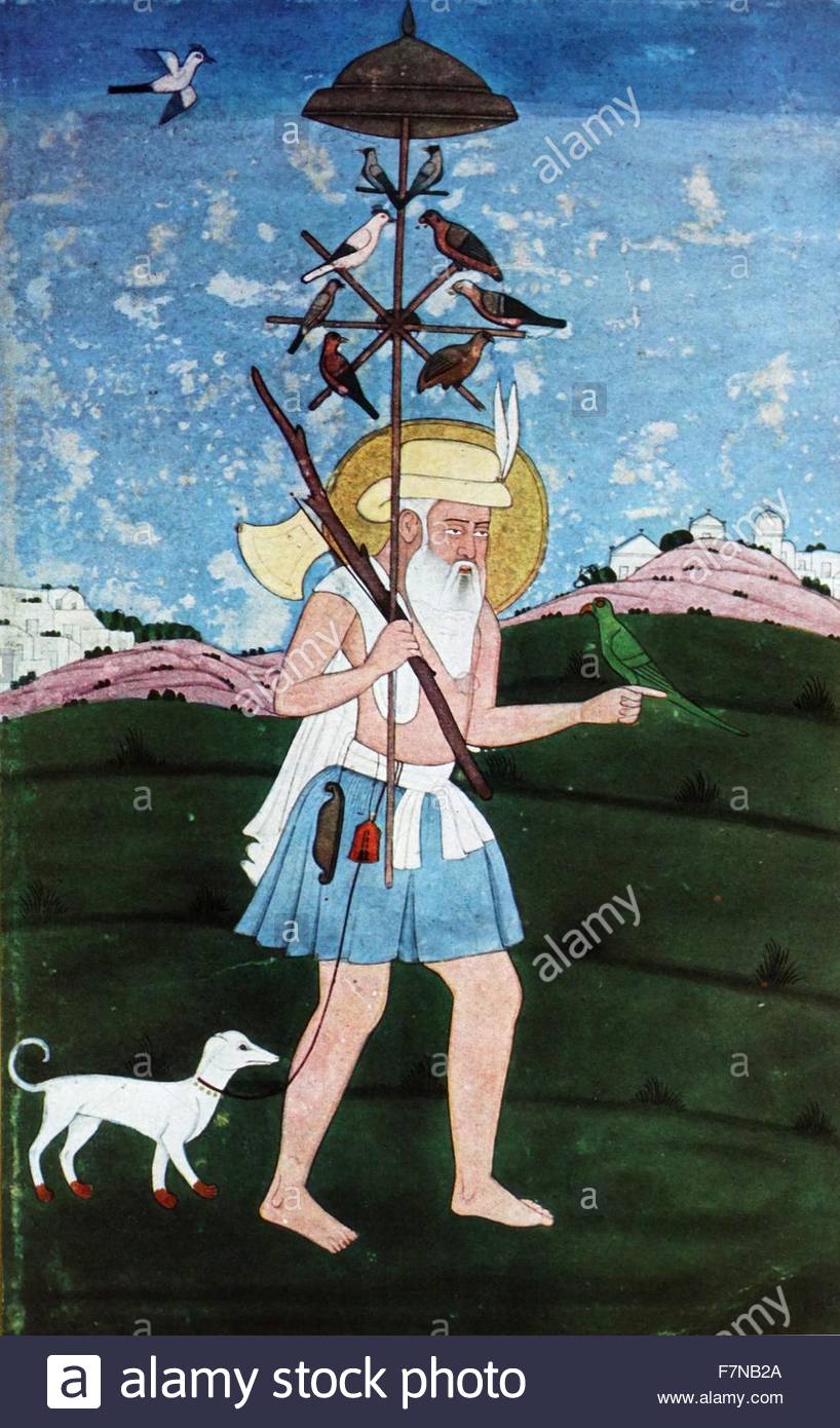 818x1390 The Birdman. Mughal Style Indian Painting 18th Century Stock Photo - Birdman Painting