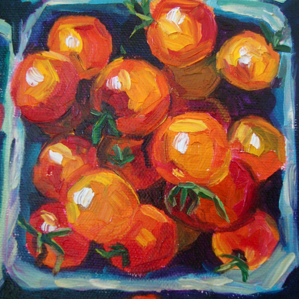 1000x1000 Cherry Tomatoes, Bird's Eye View By Artist Elizabeth Fraser, - Birds Eye Painting