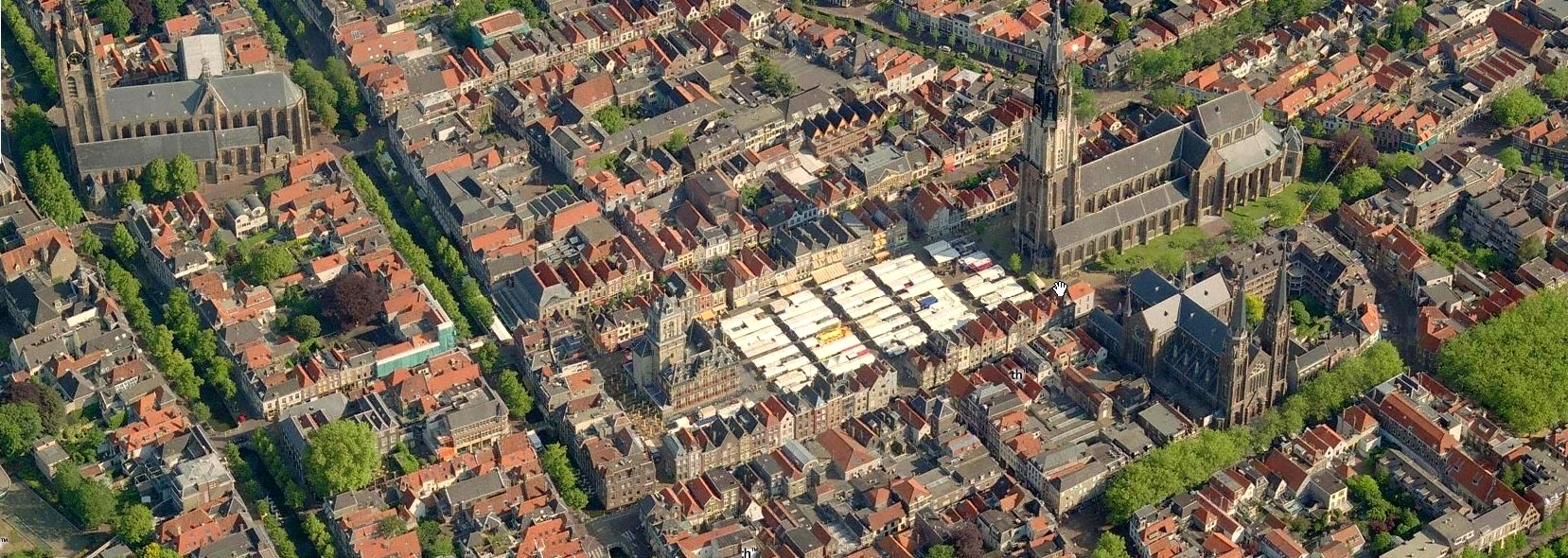 1657x590 Bird's Eye View Of Delft, Holland - Birds Eye View Painting