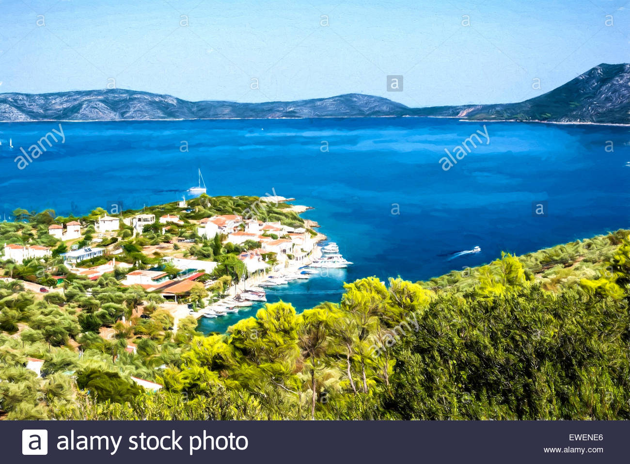 1300x957 Bird's Eye View Of Steni Vala Bay In Alonissos - Birds Eye View Painting