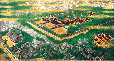 400x215 Japanese Bird's Eye View Paintings And Prints - Birds Eye View Painting