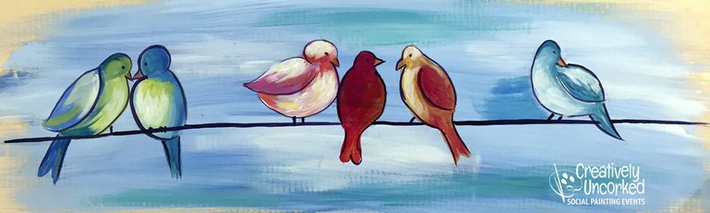 800x240 Birds On A Wire 24x7 Painted Wood - Birds For Painting