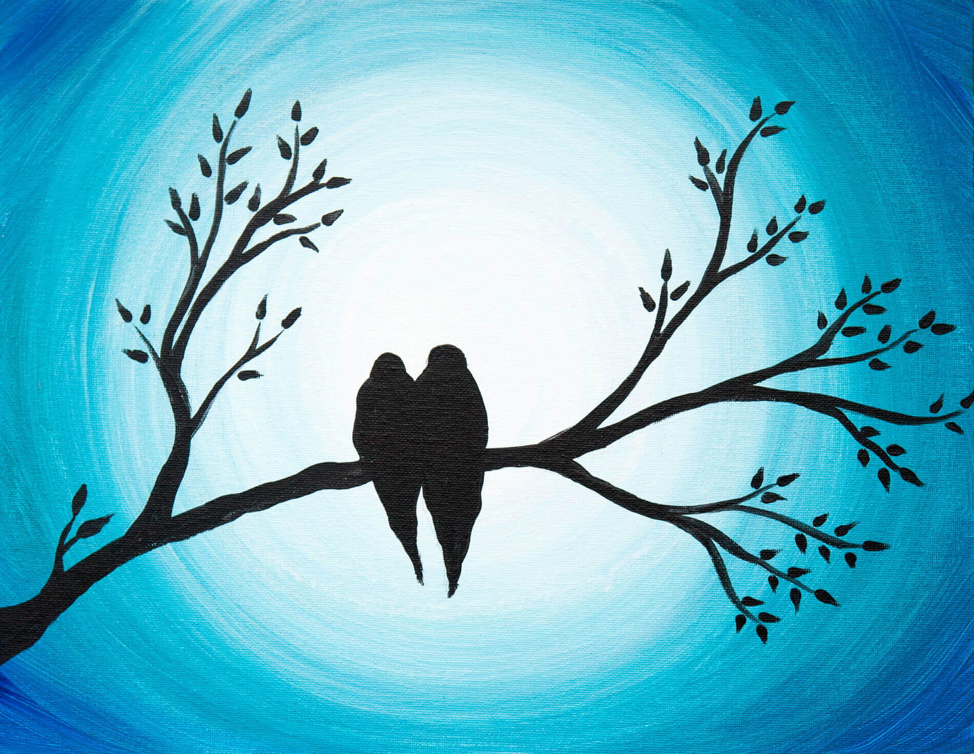 1900x1471 Love Birds Painting Lola's Brush - Birds For Painting