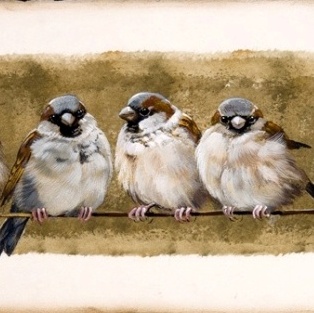 314x313 Birds On A Wire - Birds On A Wire Painting