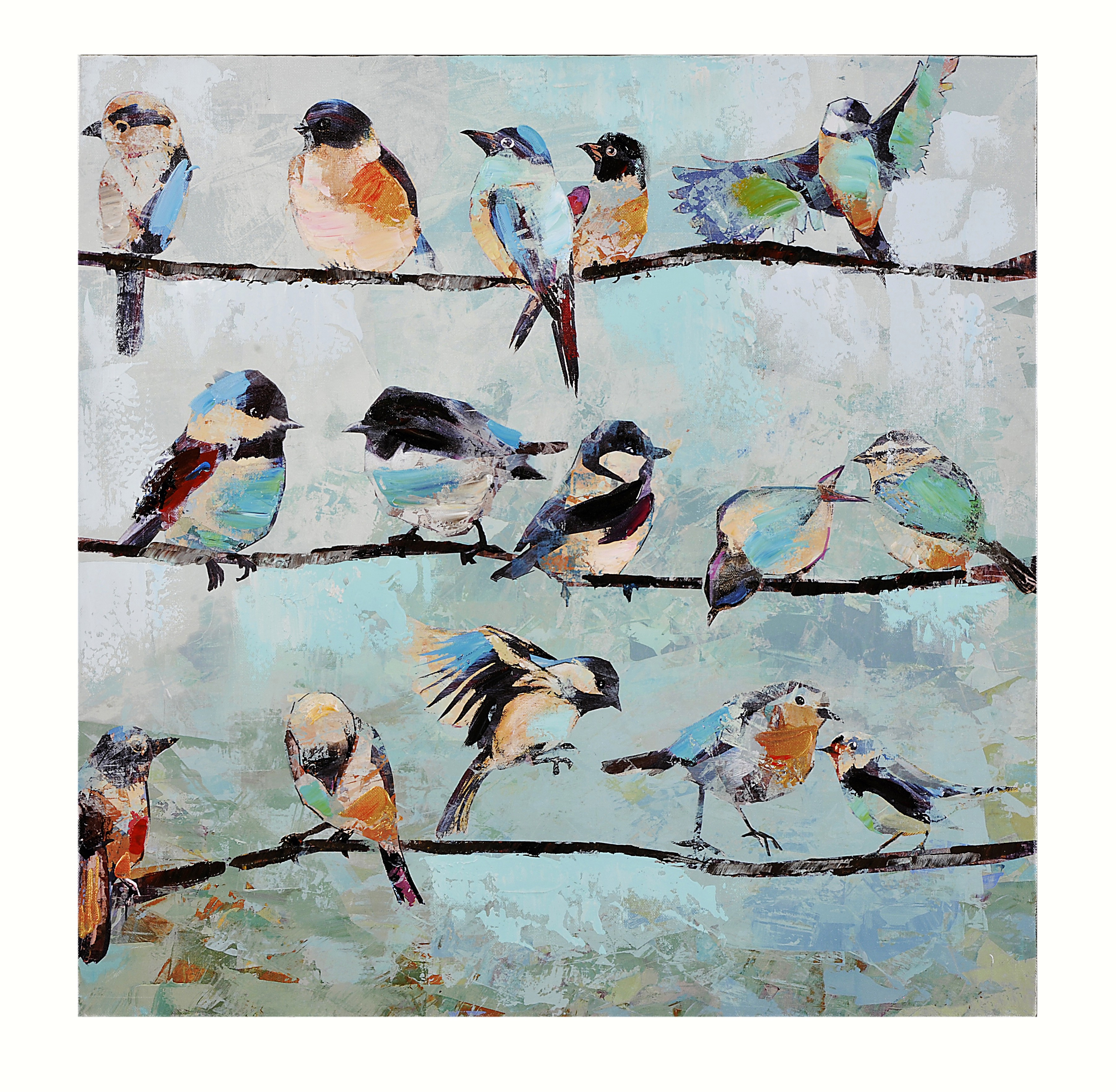 3606x3528 Giftcraft Birds On A Wire Stretched Canvas Oil Painting - Birds On A Wire Painting