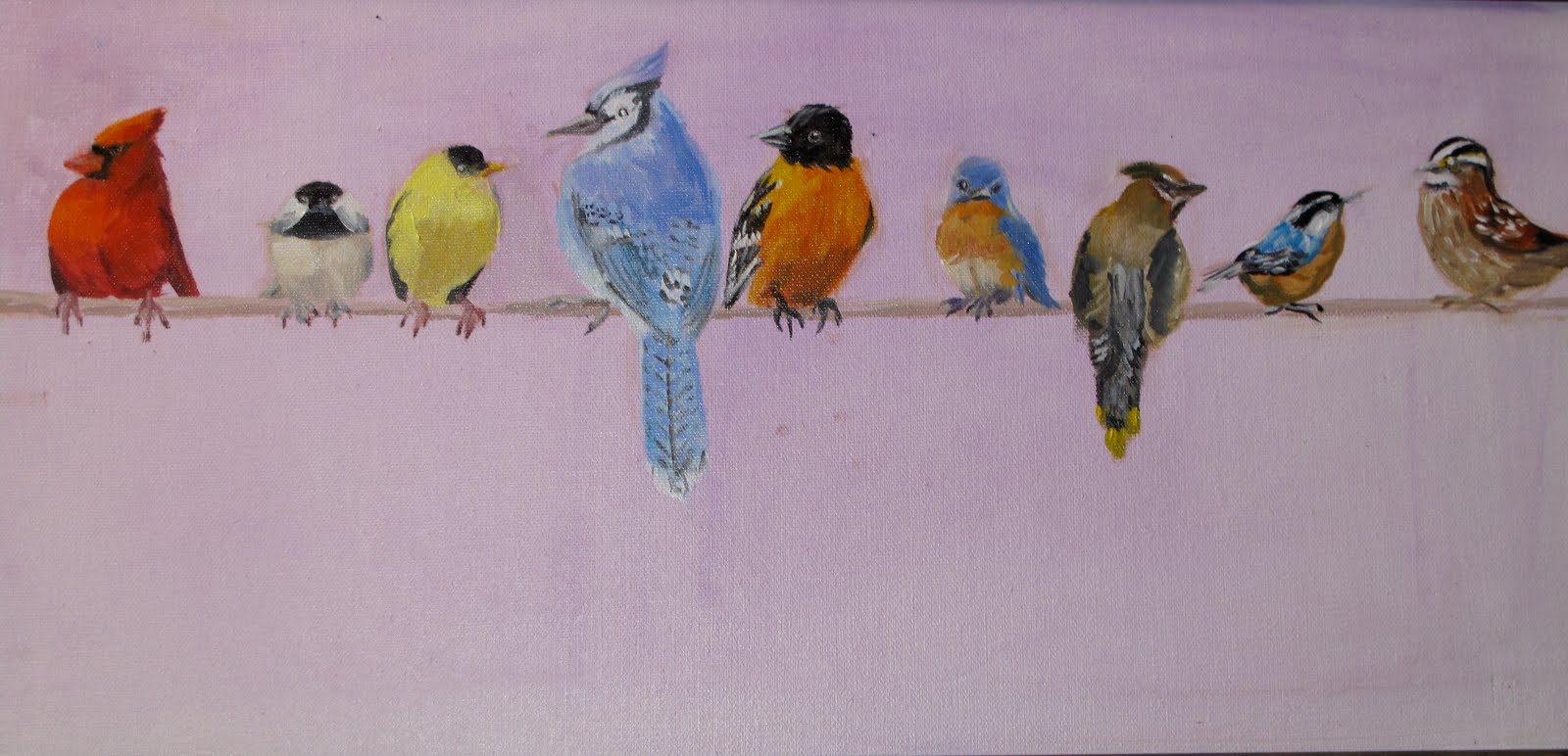 1600x772 Kitty's Inseeing Birds On A Wire - Birds On A Wire Painting