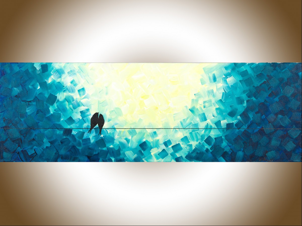 1200x900 Moonlight Sonata By Qiqigallery 36 X 12 Original Abstract - Birds On A Wire Painting