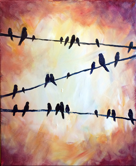 519x633 O'Connell's Irish Pub 07262017 Paint Nite Event - Birds On A Wire Painting