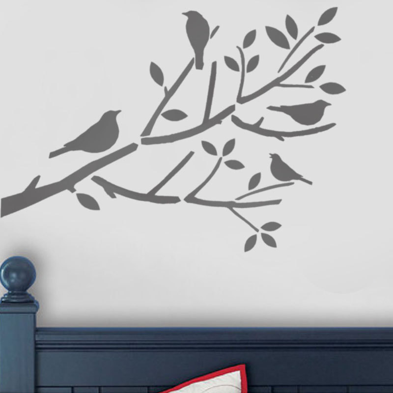 800x800 Birds In Tree Stencil Birds Wall Tree Stencils For Painting Wall - Birds Wall Painting