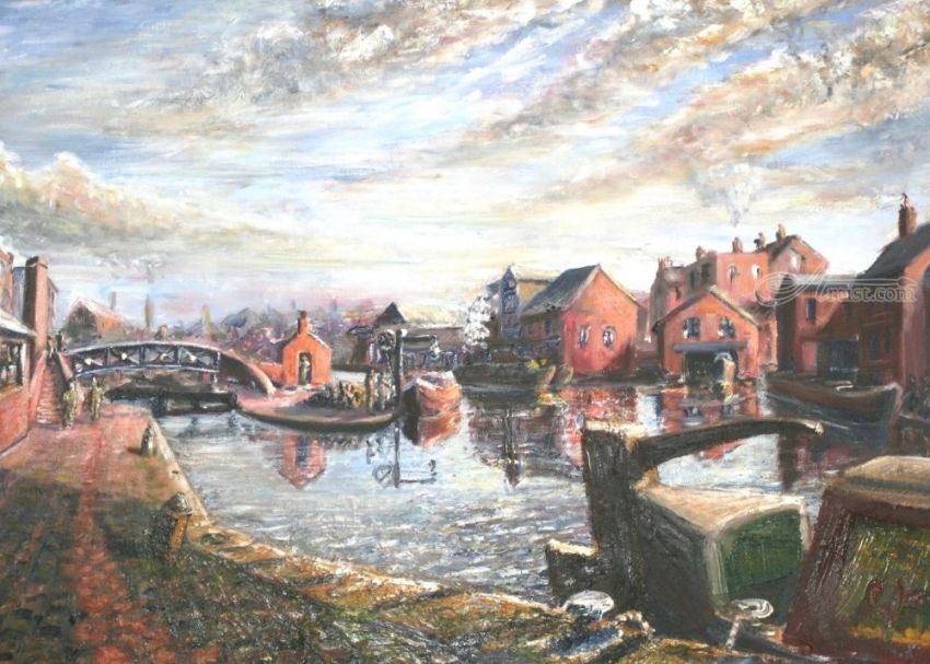 850x607 371. Reflections Of Cresent Wharf, Birmingham Paintings By Ted - Birmingham Painting