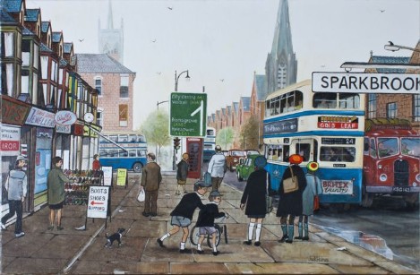 469x307 Oil Painting Of Sparkbrook, Birmingham, Painting By Jack Holmes - Birmingham Painting