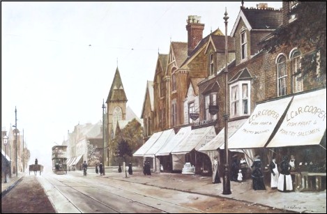 469x307 Vintage King's Heath Scene, Birmingham, Painting By Jack Holmes - Birmingham Painting