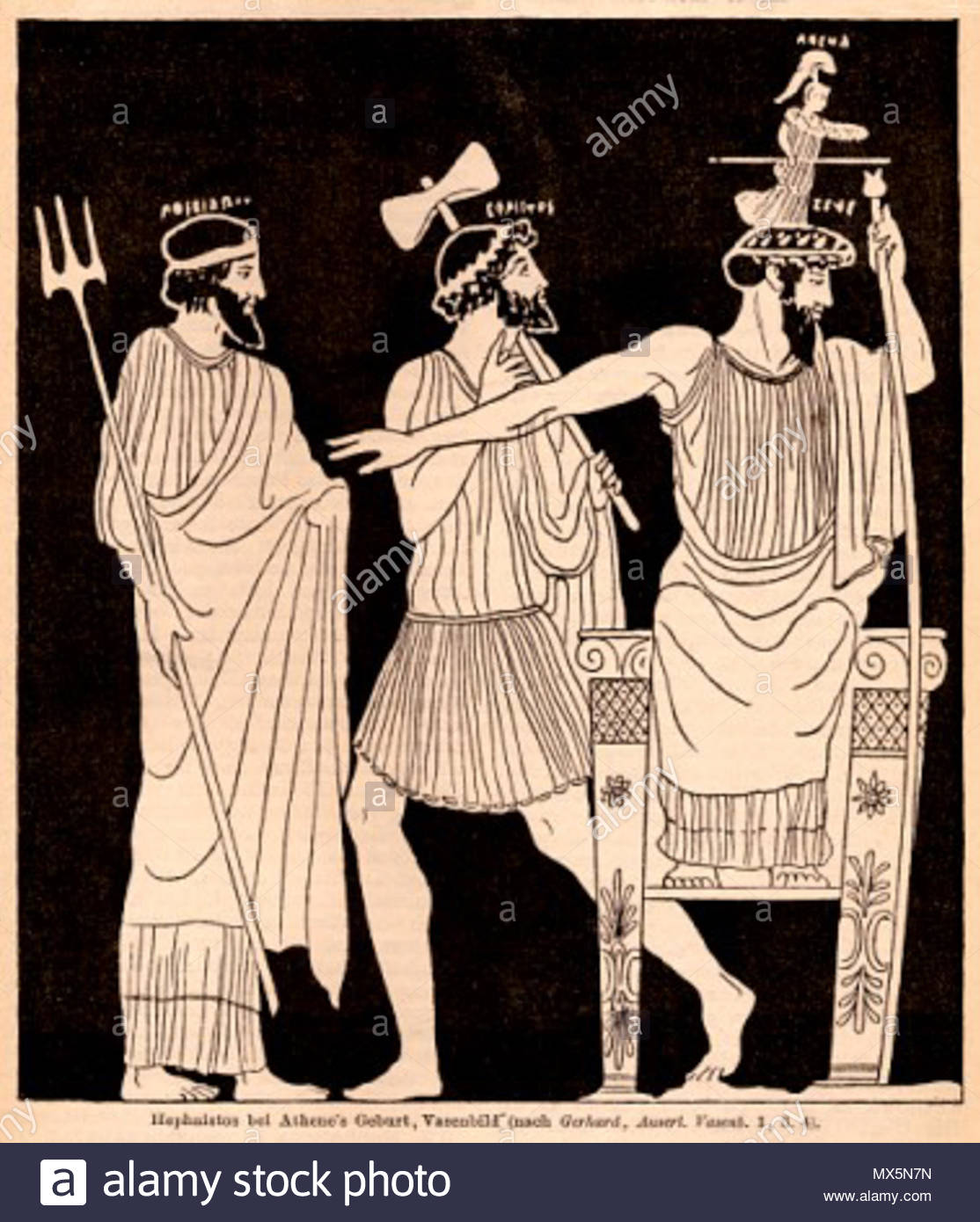 1114x1390 Birth Of Athena From The Head Of Zeus, From A Vase Painting - Birth Of Athena Painting