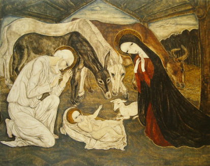 413x327 Birth Of Jesus Christ - Birth Of Christ Painting