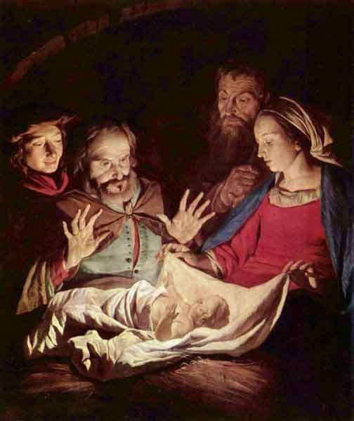 504x599 Birth Of Christ Santa Claus Loves Christmas - Birth Of Jesus Painting