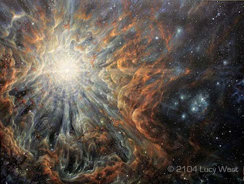 490x370 Lucy West Fine Art - Birth Of The Universe Painting
