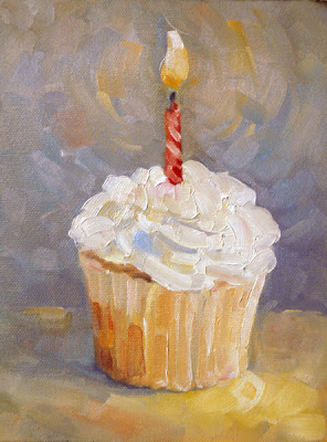 296x400 Deb Kirkeeide Happy Birthday, Happy New Year Daily Painting - Birthday Cake Painting