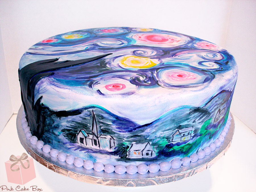 900x675 Heavenly Hand Painted Cake Designs Pink Cake Box - Birthday Cake Painting