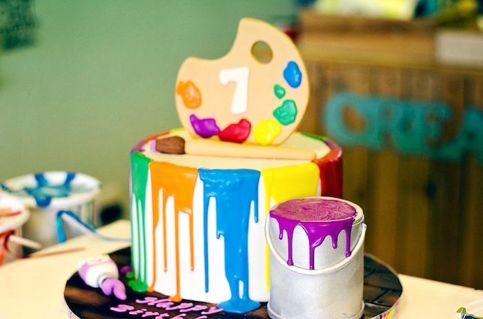 700x463 Kara's Party Ideas Rainbow Art + Painting Party Kara's Party Ideas - Birthday Cake Painting