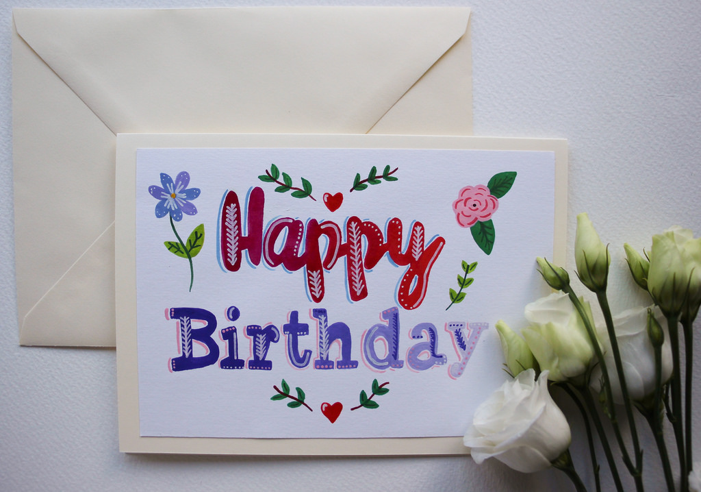 1024x718 Limited Bespoke Hand Painted Greeting Cards Now On My Etsy Shop - Birthday Card Painting