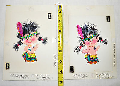 400x287 Norcross Greeting Birthday Card Set Of 2 Original Art Painting - Birthday Card Painting