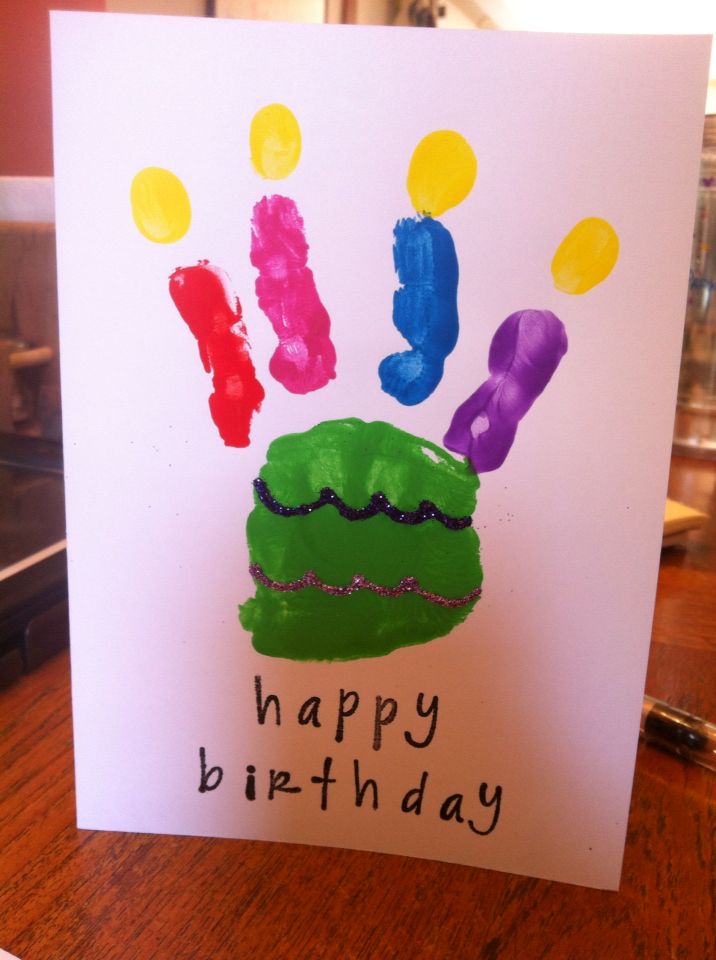 716x960 Diy Happy Birthday Card. Easy For Kids. Paint Hand, Fingers - Birthday Card Painting