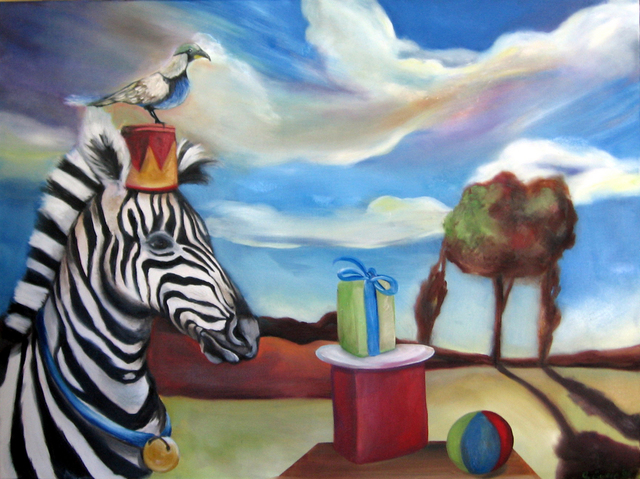 640x479 Jordan Swain Artwork Happy Birthday Zebra Original Painting Oil - Birthday Painting