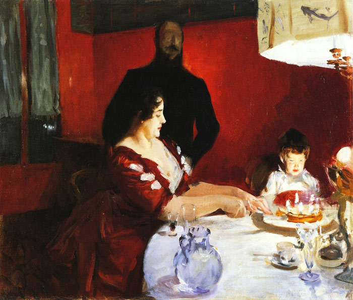 700x595 Oil Painting Reproduction Of Sargent Fete Famillale The Birthday - Birthday Painting