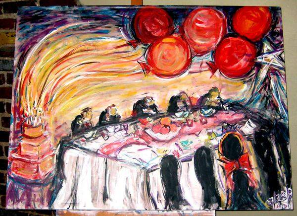 600x435 Red Balloon Private Dinner Birthday Painting - Birthday Painting Images