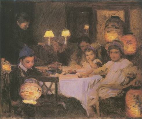 490x411 The Birthday Party Painting, A Walter Osborne Paintings - Birthday Painting Images