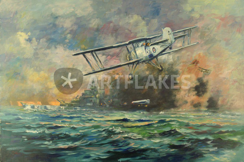 950x632 Fairey Swordfish Aircraft Bismarck Painting Art Prints - Bismarck Painting