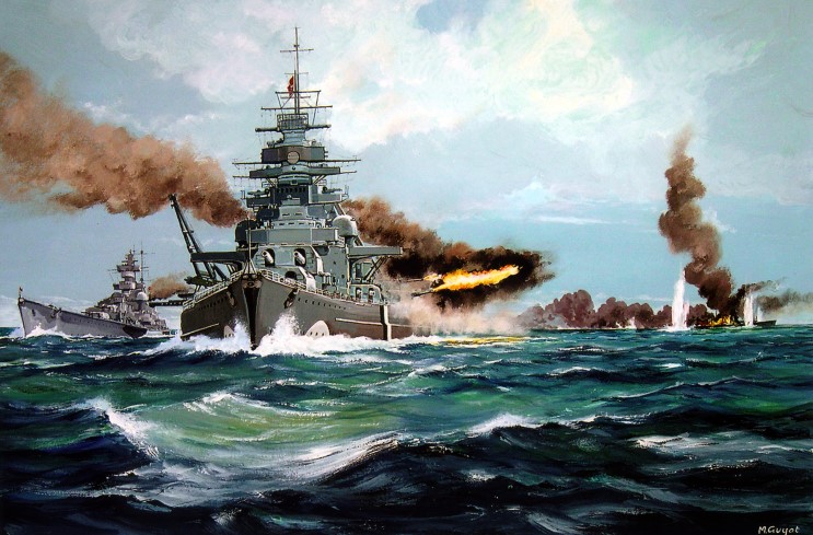 743x489 Sweet Have A Painting Of The Bismarck - Bismarck Painting