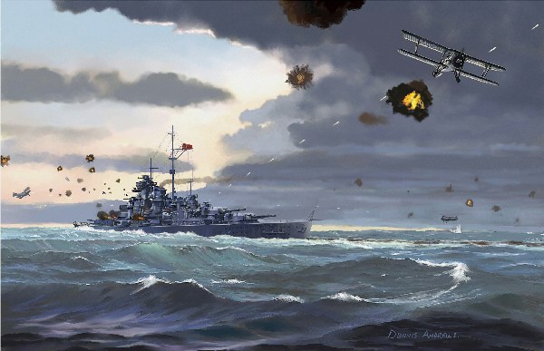 600x387 Battleship Bismarck Naval Paintings And Drawings - Bismarck Painting