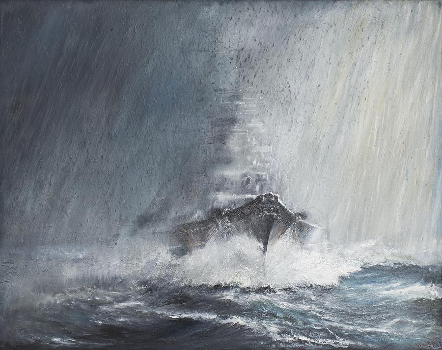 900x714 Bismarck Through Curtains Of Rain Painting By Vincent Alexander Booth - Bismarck Painting