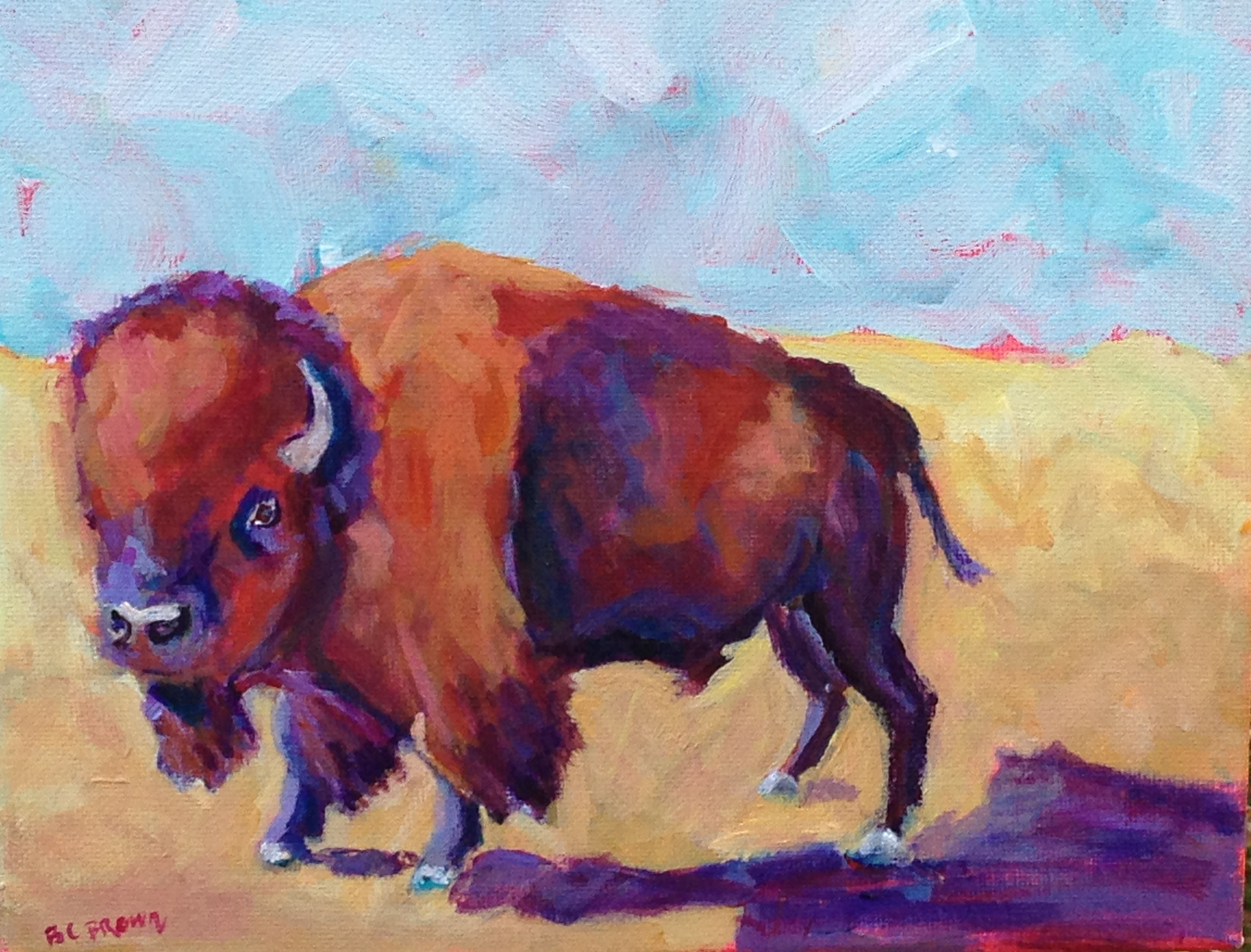 3146x2396 Beth Carrington Brown Bison Painting Continues - Bison Painting