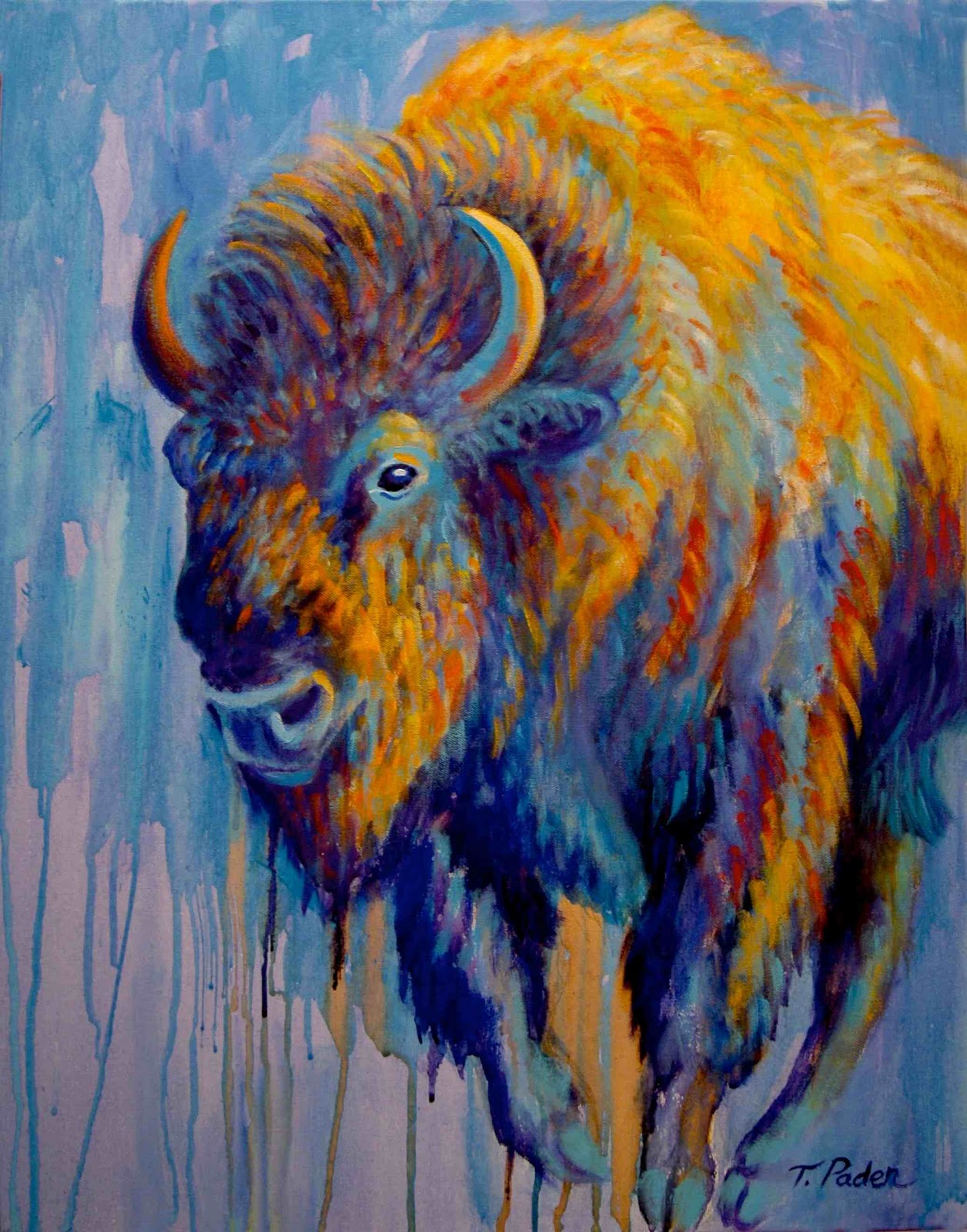 1256x1600 Daily Painters Of California Fire And Rain, Bison Painting By - Bison Painting